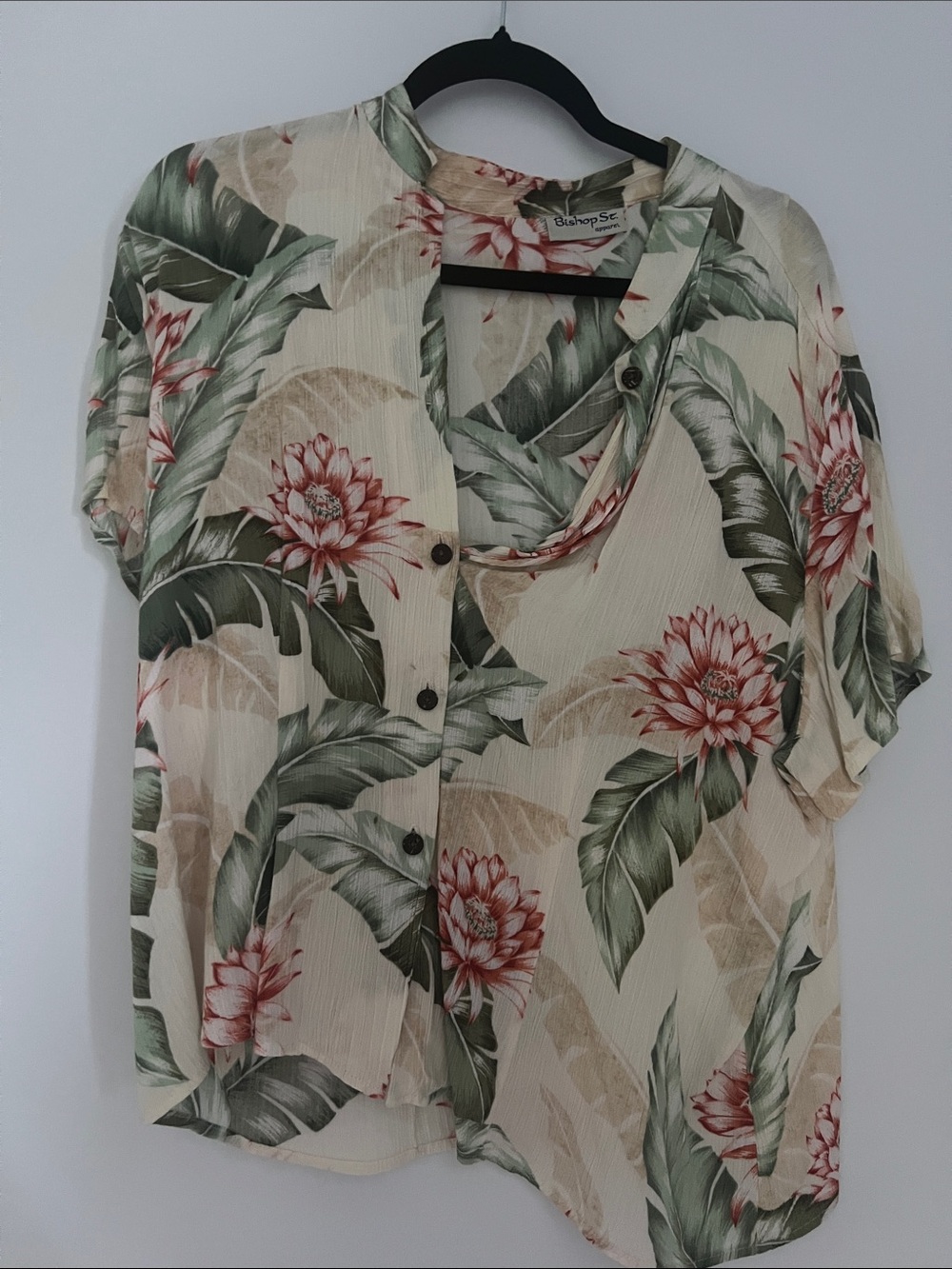 Ralph Lauren Floral Cream Short-Sleeve Button-Down Shirt